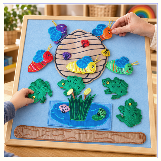 Five Speckled Frogs PLUS Five Bumble Bees & Hive - Felt Stories