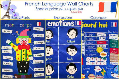 French Language - Fabric Wall Charts - 3 Set