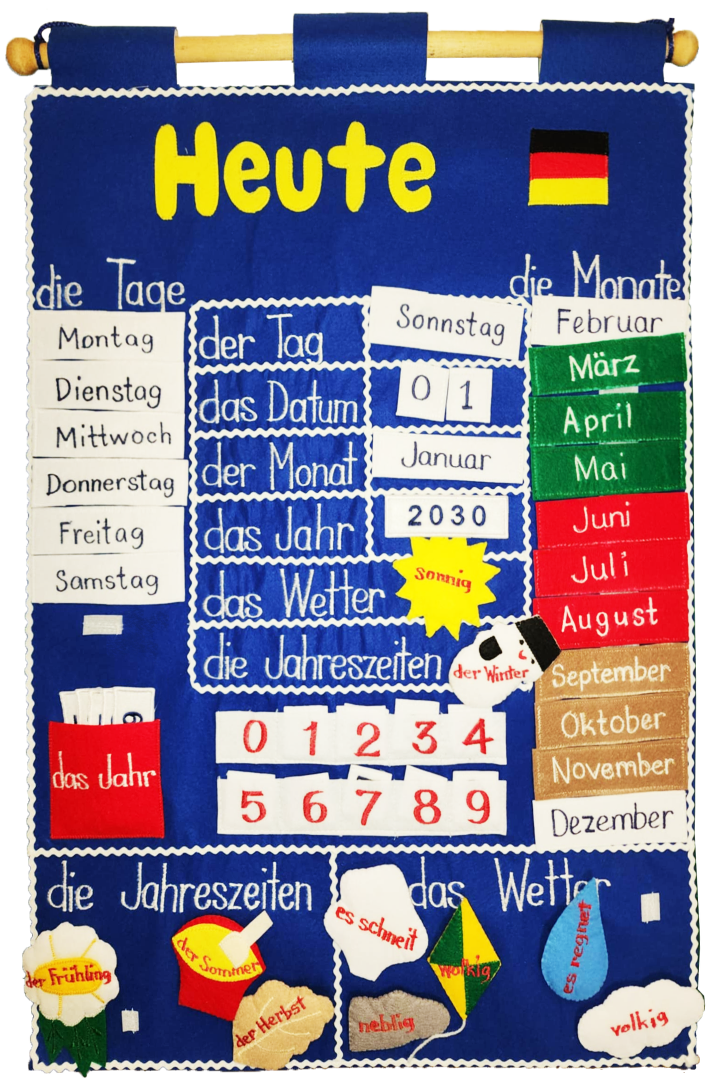 German Language - Calendar - Fabric Wall Chart