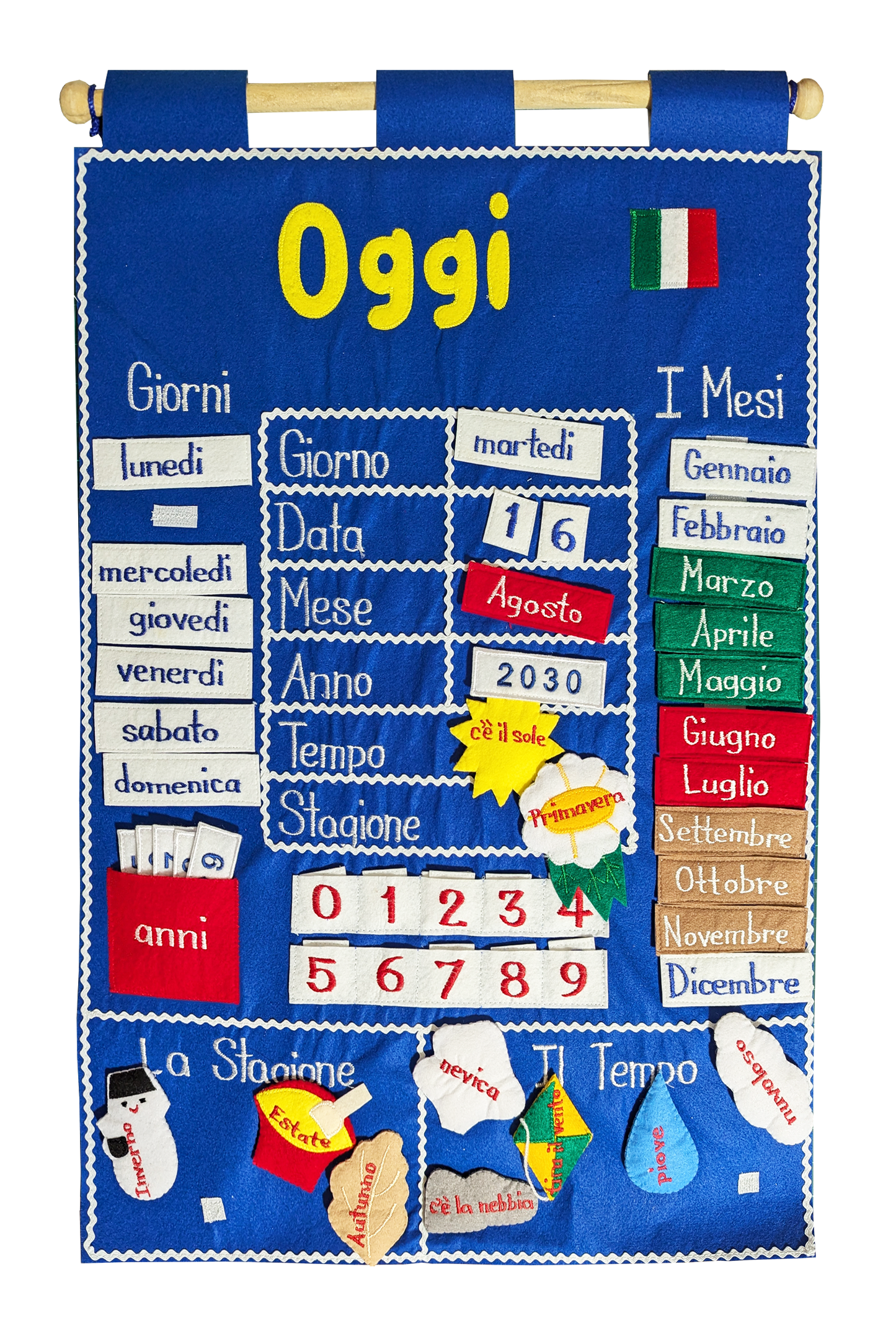 Italian Language - Calendar - Fabric Wall Chart