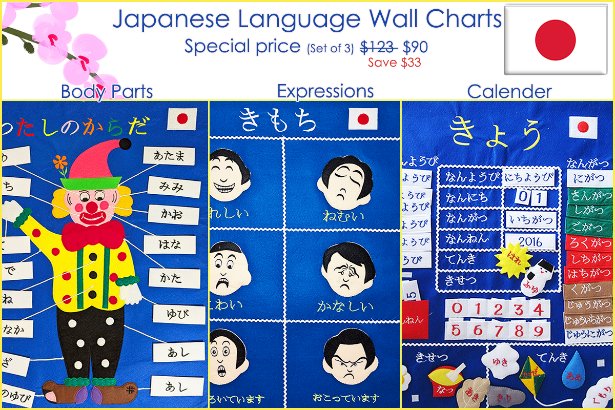 Japanese Language - Fabric Wall Charts - 3 Set